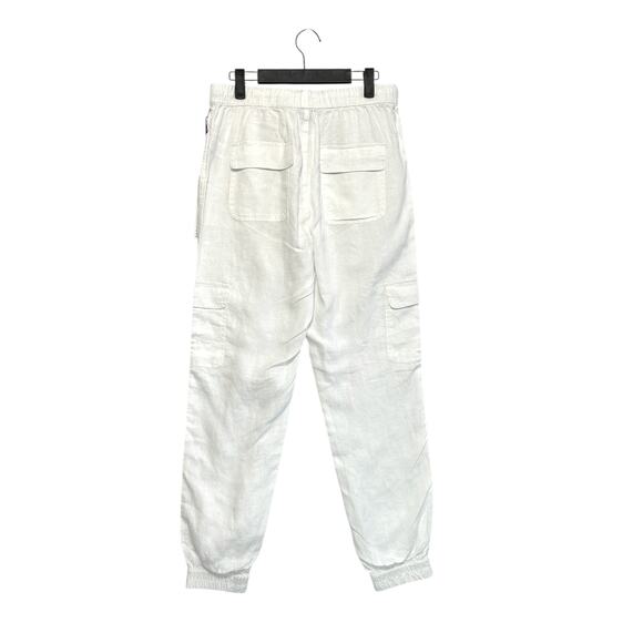 Nicole Miller Linen Cargo Jogger Pants NWT Women's Sz M White Gorpcore Utility - Picture 2 of 7